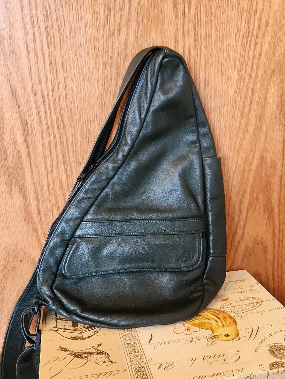 Ameribag Dark Green Leather Sling Backpack